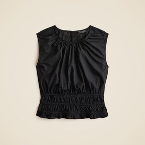 NWT!! J. CREW Hyacinth Smocked Top Blouse Cotton Poplin Solid Black Medium